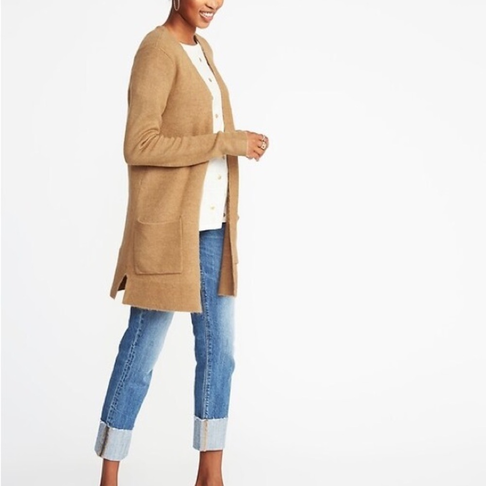 Old Navy Cardigan Fuzzy Tan Brown size Small - Picture 2 of 11